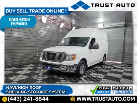 White 2018 Nissan NV3500 HD Cargo SL High Roof Minivan/Van for sale in Sykesville, MD