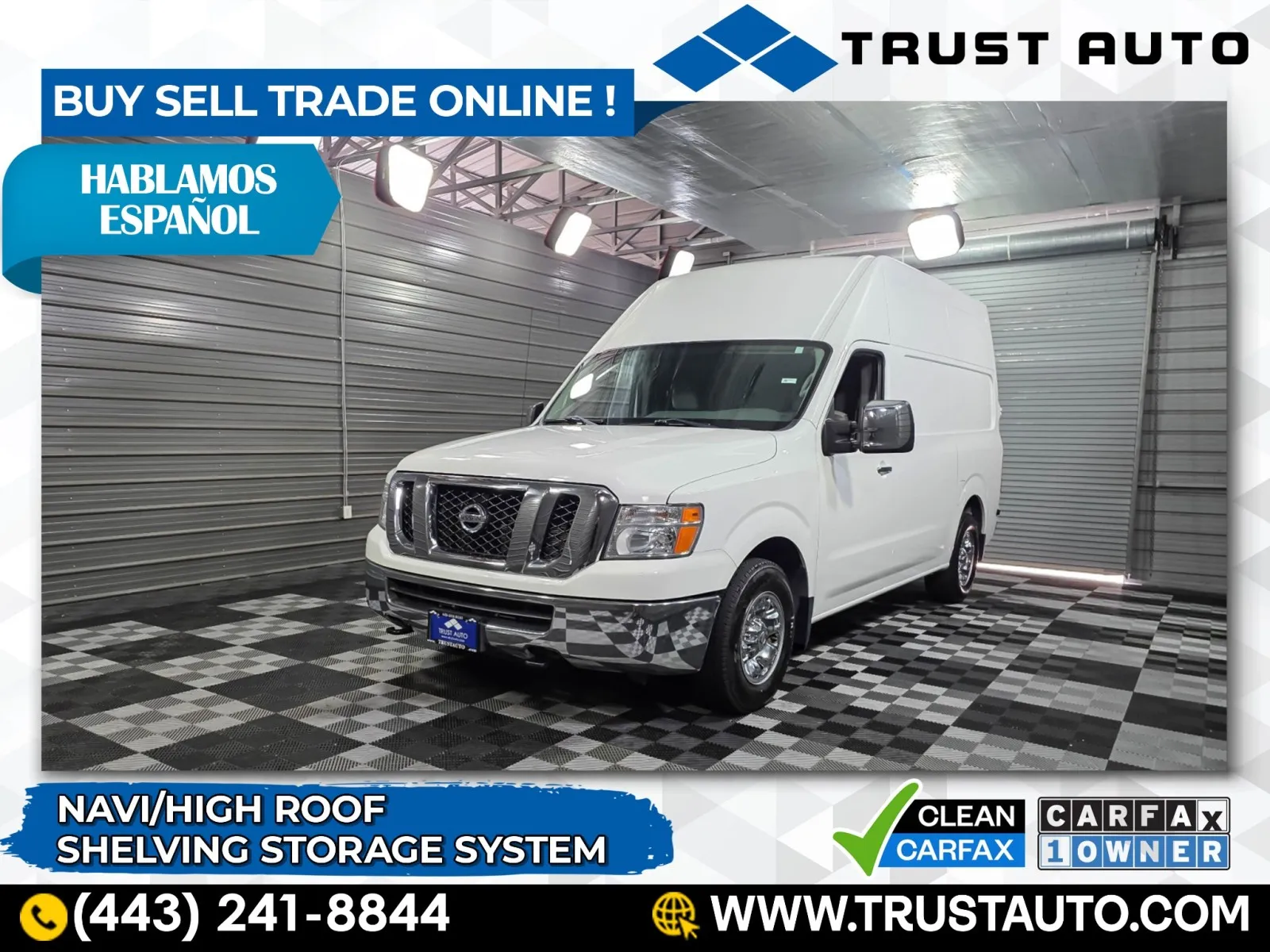 White 2018 Nissan NV3500 HD Cargo SL High Roof Minivan/Van for sale in Sykesville, MD