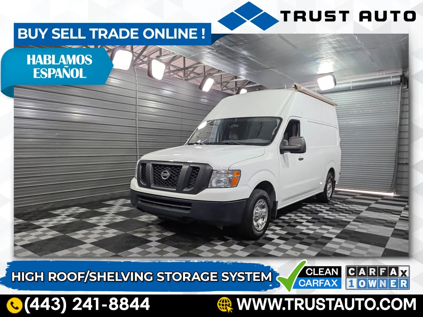 White 2017 Nissan NV2500 HD Cargo SV High Roof Minivan/Van for sale in Sykesville, MD
