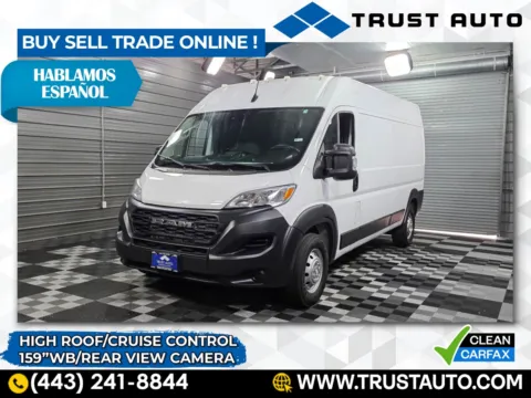 White 2023 Ram 2500 ProMaster Cargo 159''WB High Roof Minivan/Van for sale in Sykesville, MD