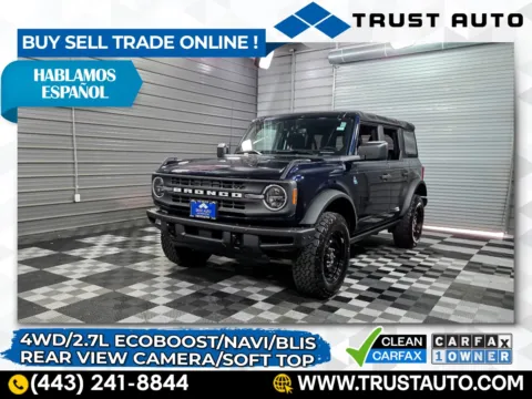 Blue 2021 Ford Bronco Big Bend 4WD Ecoboost Soft-Top SUV for sale in Sykesville, MD