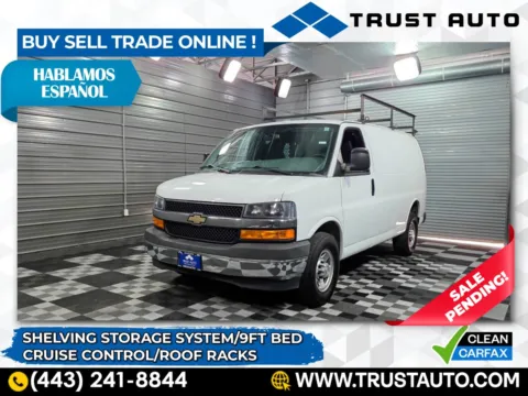 White 2019 Chevrolet Express 2500 Cargo 135''WB 9FT Bed Minivan/Van w/Shelving Storage System for sale in Sykesville, MD