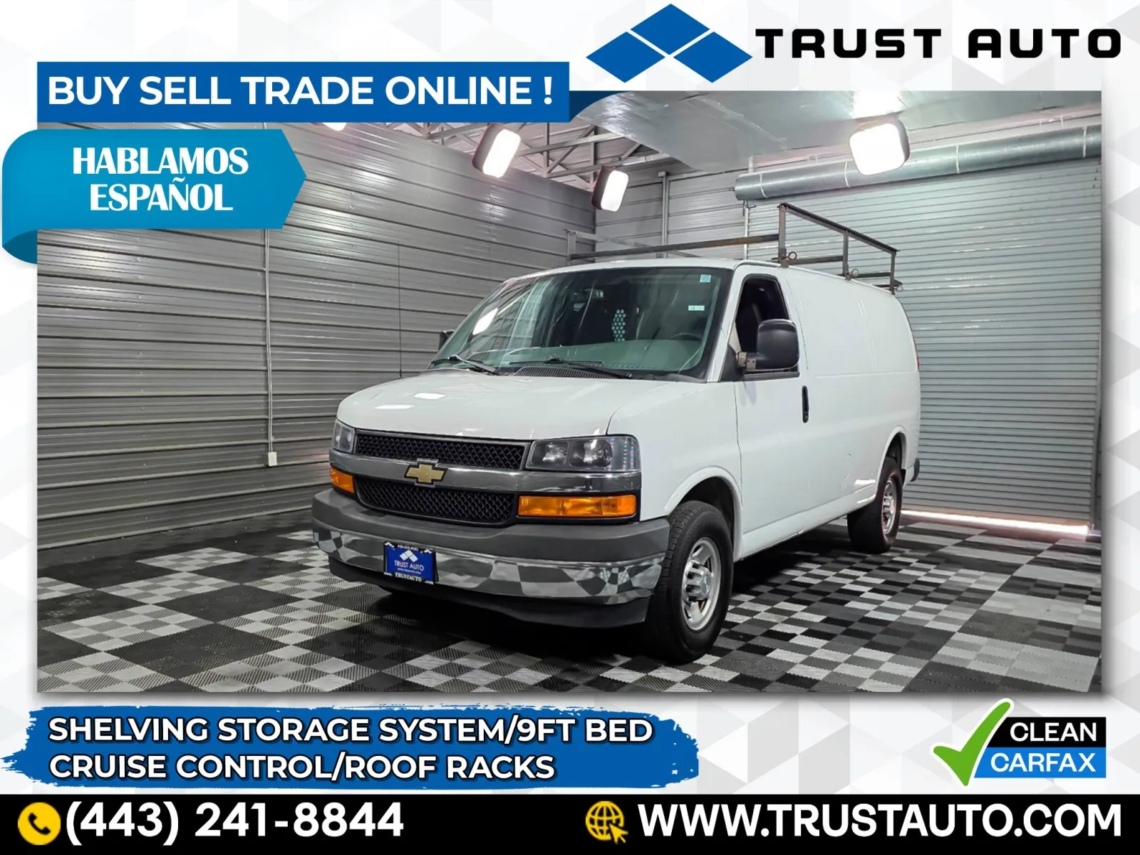 2019 Chevrolet Express 2500 Cargo 135''WB 9FT Bed Minivan/Van w/Shelving Storage System