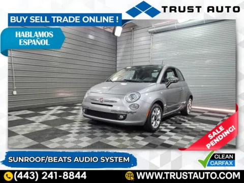 Silver 2017 Fiat 500 Lounge Hatchback w/Automatic for sale in Sykesville, MD