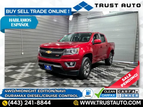 Black 2017 Chevrolet Colorado Z71 4WD Crew Cab Duramax Turbo Diesel Pickup Truck w/Midnight Ed for sale in Sykesville, MD