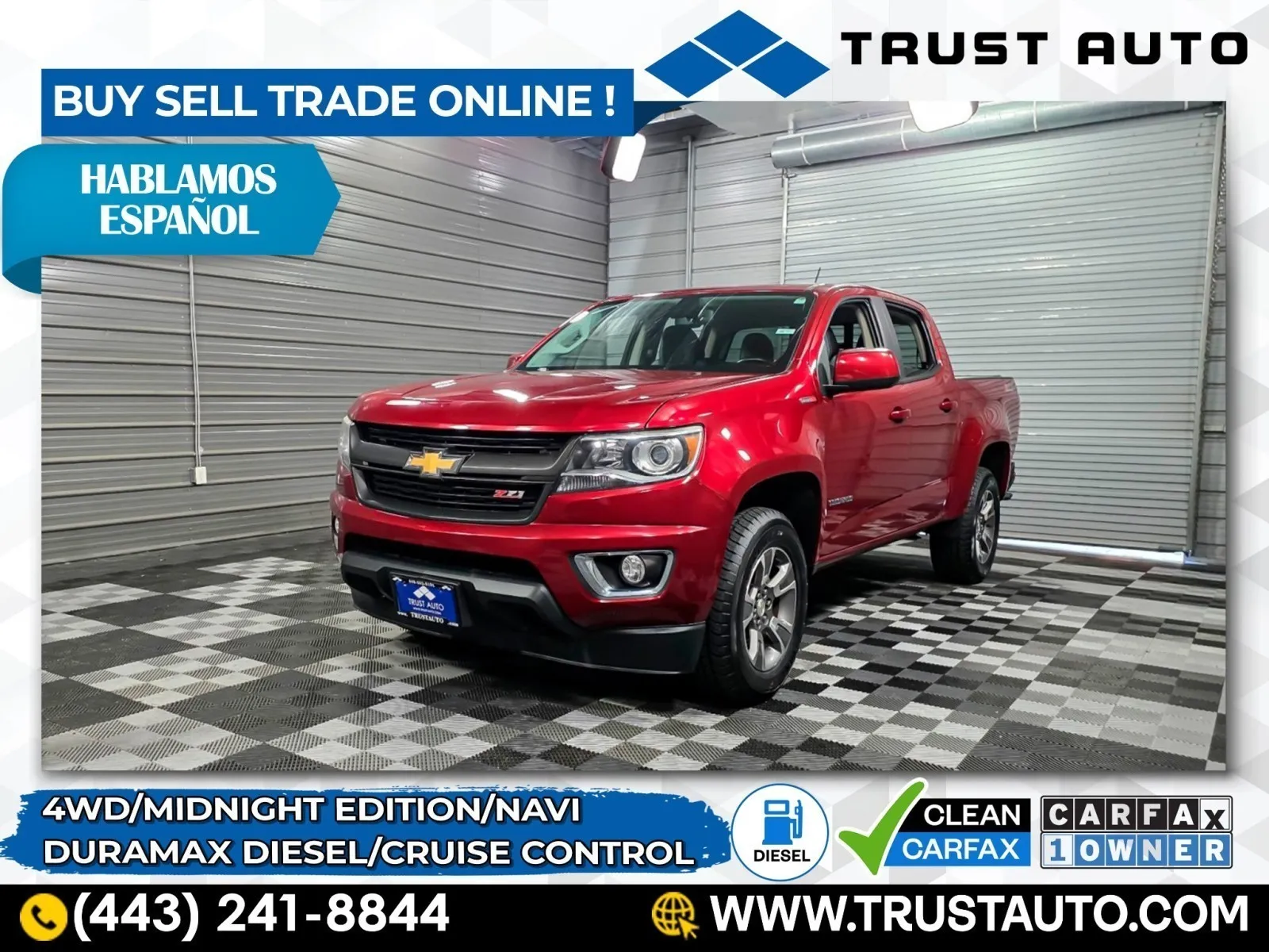 2017 Chevrolet Colorado Z71 4WD Crew Cab Duramax Turbo Diesel Pickup Truck w/Midnight Edition for sale in Sykesville, MD
