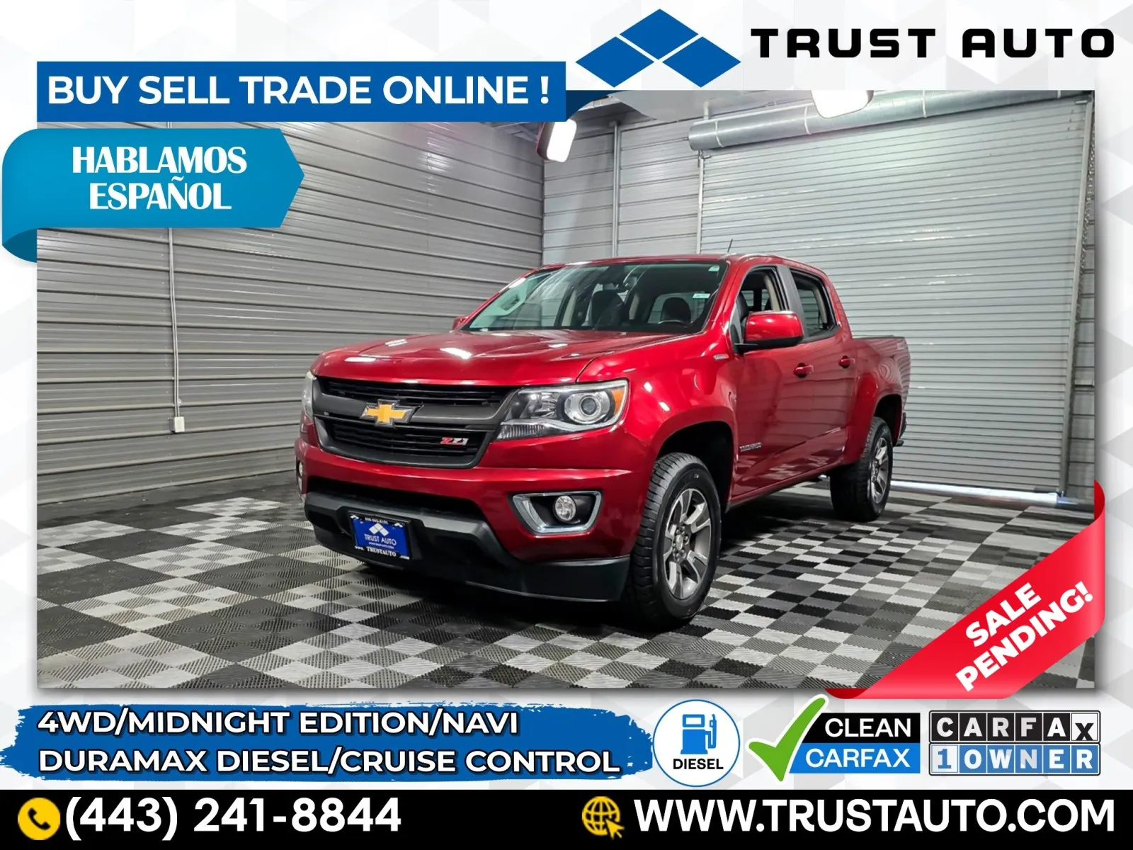 Black 2017 Chevrolet Colorado Z71 4WD Crew Cab Duramax Turbo Diesel Pickup Truck w/Midnight Ed for sale in Sykesville, MD