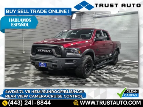Red 2017 Ram 1500 Rebel 4WD Crew Cab 5.7L V8 Hemi Pickup Truck for sale in Sykesville, MD