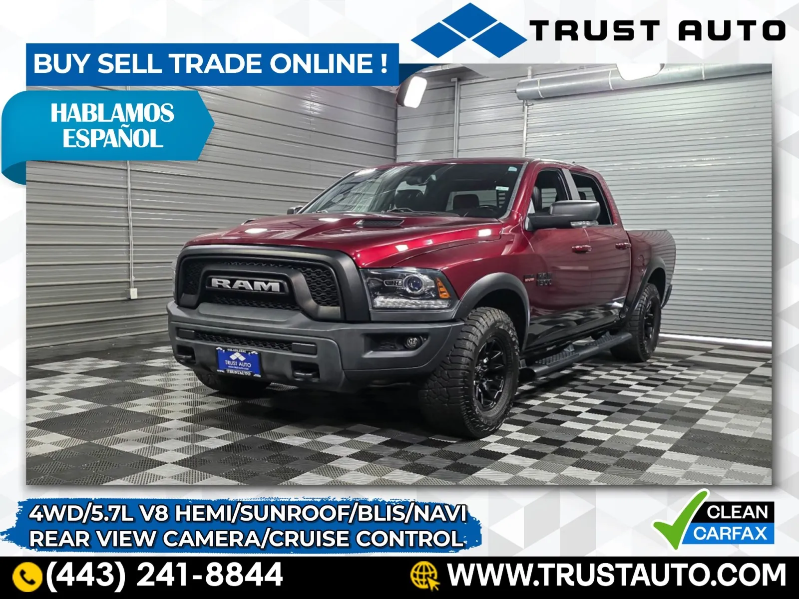 2017 Ram 1500 Rebel 4WD Crew Cab 5.7L V8 Hemi Pickup Truck