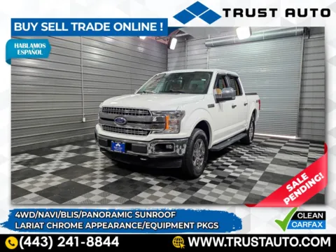 White 2020 Ford F-150 LARIAT 4WD SuperCrew Pickup Truck w/Chrome Appearance Pkg for sale in Sykesville, MD