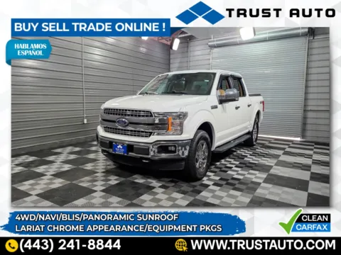 White 2020 Ford F-150 LARIAT 4WD SuperCrew Pickup Truck w/Chrome Appearance Pkg for sale in Sykesville, MD