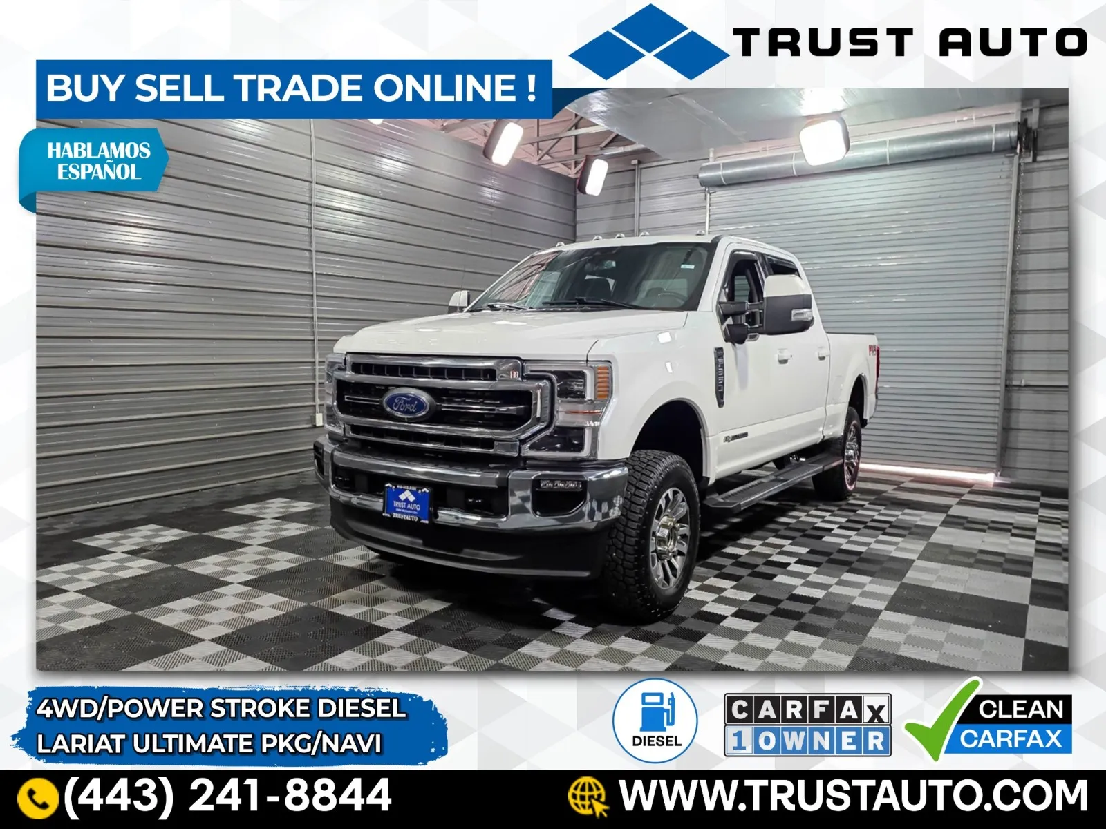 White 2020 Ford Super Duty F-350 SRW LARIAT 4WD Crew Cab Power Stroke Diesel Pickup Truck w/Ultimate Pkg for sale in Sykesville, MD