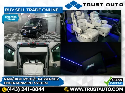 Black 2018 Ram ProMaster 2500 9-Passenger 159''WB High Roof Conversion Van for sale in Sykesville, MD