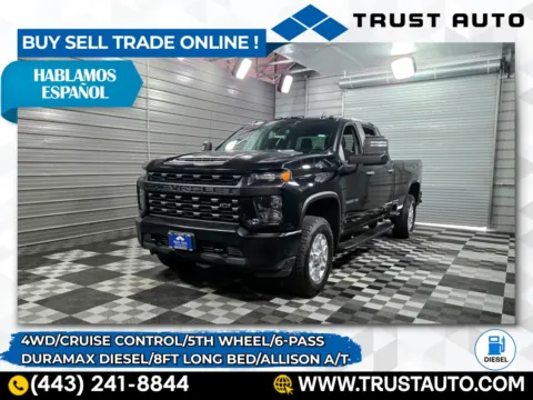 Black 2022 Chevrolet Silverado 3500HD WT 4WD Crew Cab 8FT Long Bed Duramax Diesel Pickup Truck w/5th Wheel for sale in Sykesville, MD