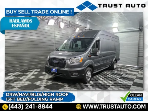 Gray 2022 Ford Transit T-350 HD Cargo DRW 148''WB Dually Extended High Roof 13FT Bed Minivan/Van for sale in Sykesville, MD