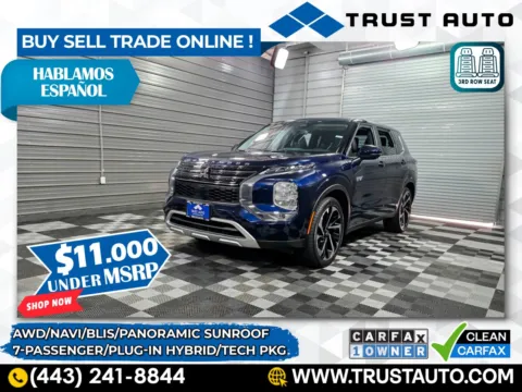 Blue 2025 Mitsubishi Outlander SE AWD Plug-In Hybrid 7-Passenger SUV w/Tech Pkg for sale in Sykesville, MD