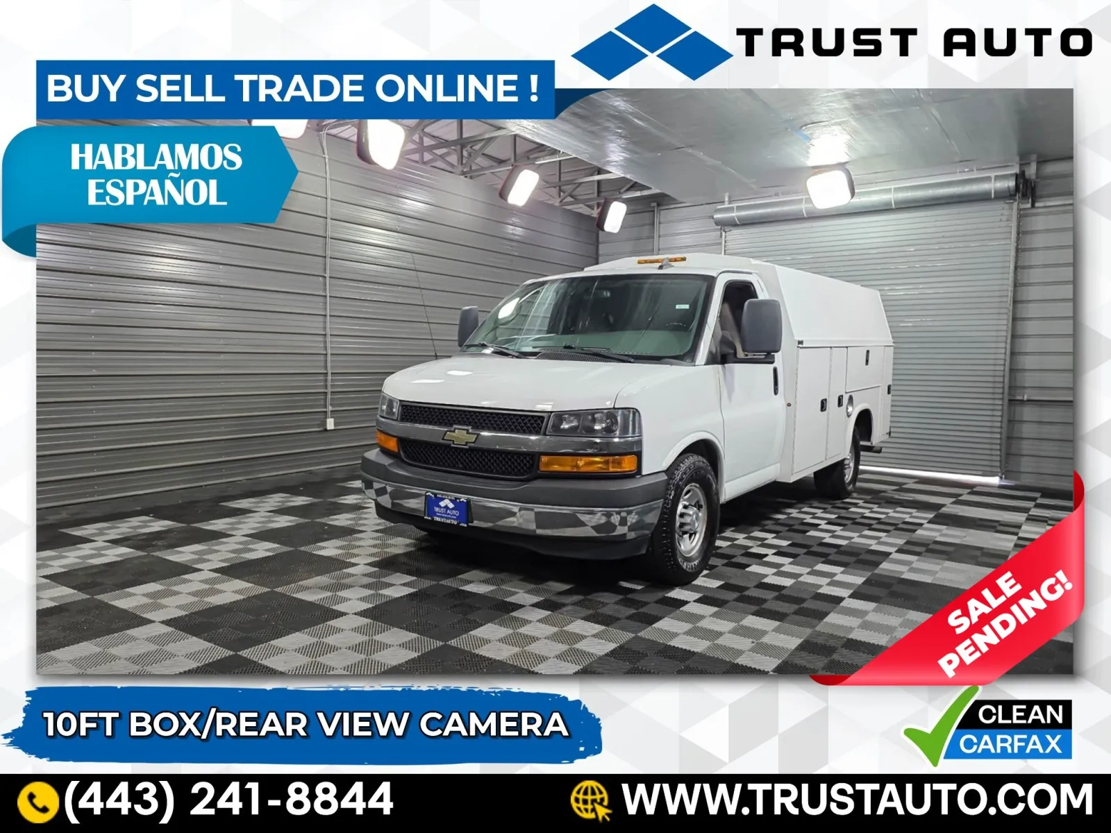 White 2018 Chevrolet Express 3500 Cutaway 139''WB 10FT Box Commercial/Utility/Service/KUV/Van for sale in Sykesville, MD