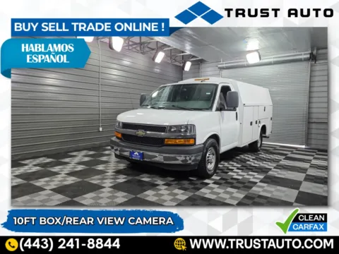 White 2018 Chevrolet Express 3500 Cutaway 139''WB 10FT Box Commercial/Utility/Service/KUV/Van for sale in Sykesville, MD