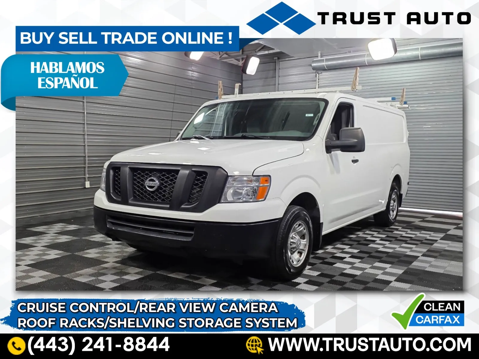 White 2018 Nissan NV 2500 HD Cargo SV Minivan/Van w/Shelving Storage System for sale in Sykesville, MD