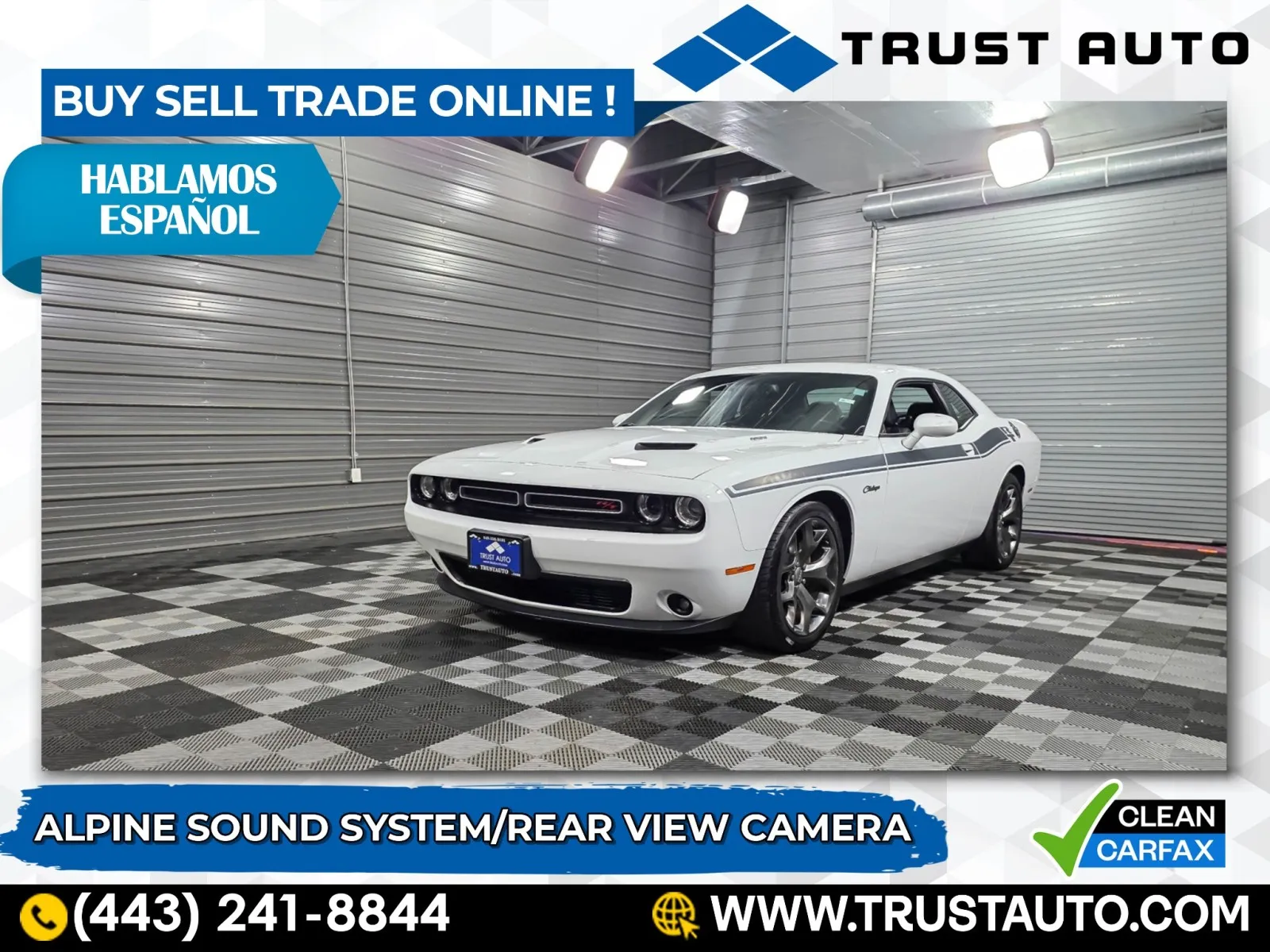 White 2015 Dodge Challenger R/T Plus 5.7L Hemi Coupe for sale in Sykesville, MD