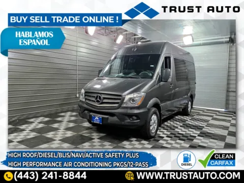 Gray 2018 Mercedes-Benz Sprinter 2500 12-Passenger 144''WB High Roof Diesel Minivan/Van w/Actice Safety Plus Pkg for sale in Sykesville, MD