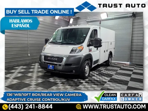 White 2022 Ram ProMaster 3500 Cutaway 136''WB 10FT Box Service/Utility/Commercial/KUV/Van for sale in Sykesville, MD
