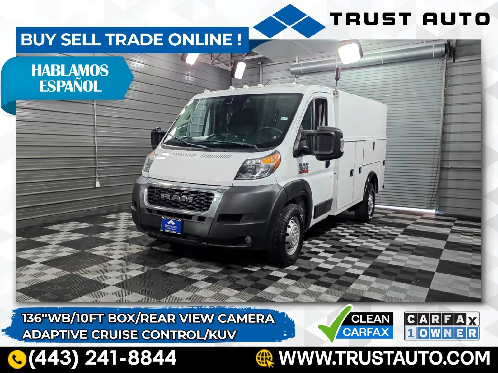 White 2022 Ram ProMaster 3500 Cutaway 136''WB 10FT Box Service/Utility/Commercial/KUV/Van for sale in Sykesville, MD