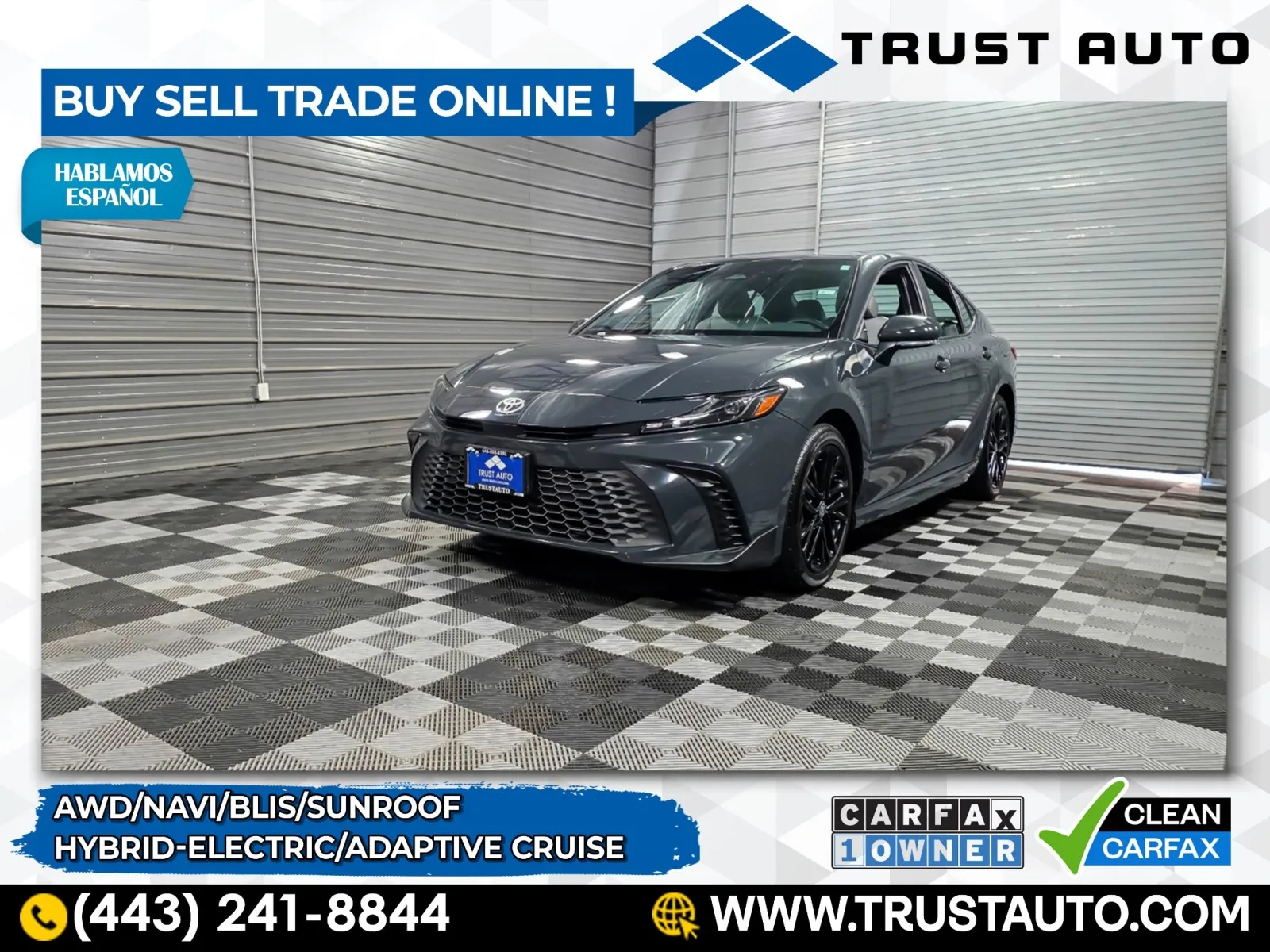 Gray 2025 Toyota Camry SE Hybrid-Electric 4-Door Sedan w/Moonroof for sale in Sykesville, MD