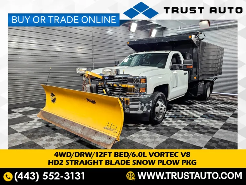 2015 Chevrolet Silverado 3500HD Dump DRW Work Truck 4WD Regular Cab Dually 12FT Bed Dump Truck w/Straight Blade Plow Pkg for sale in Sykesville, MD