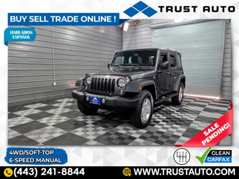 Gray 2017 Jeep Wrangler Unlimited Sport 4WD Soft-Top 6-Speed Manual SUV for sale in Sykesville, MD