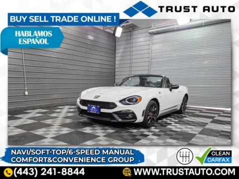 White 2019 FIAT 124 Spider Abarth Soft-Top 6-Speed Manual Convertible for sale in Sykesville, MD