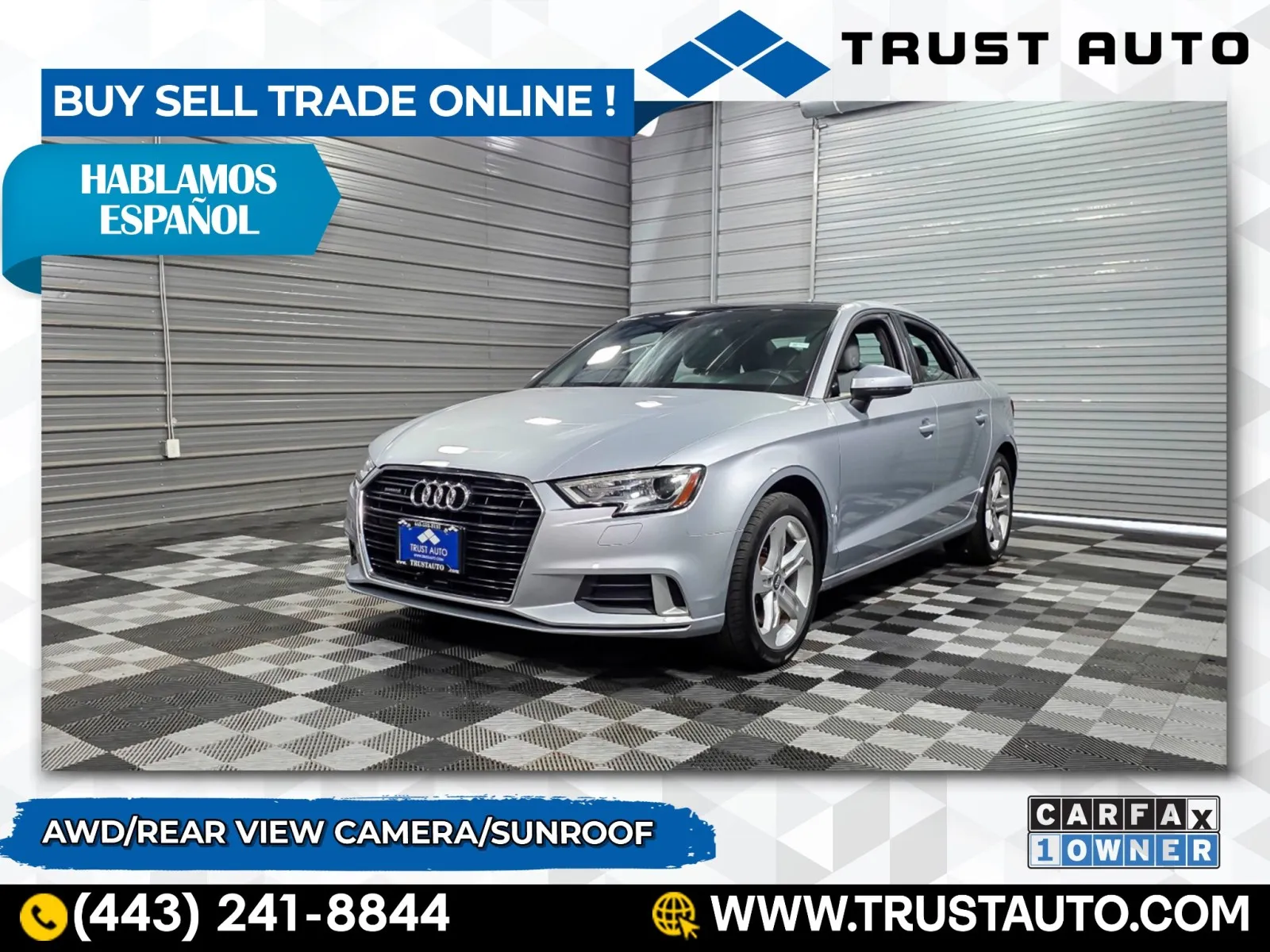 Silver 2018 Audi A3 Sedan Tech Premium AWD Sedan for sale in Sykesville, MD
