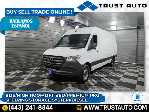 White 2022 Mercedes-Benz Sprinter 2500 Cargo 170''WB High Roof 13FT Bed Diesel Minivan/Van w/Premium Pkg for sale in Sykesville, MD