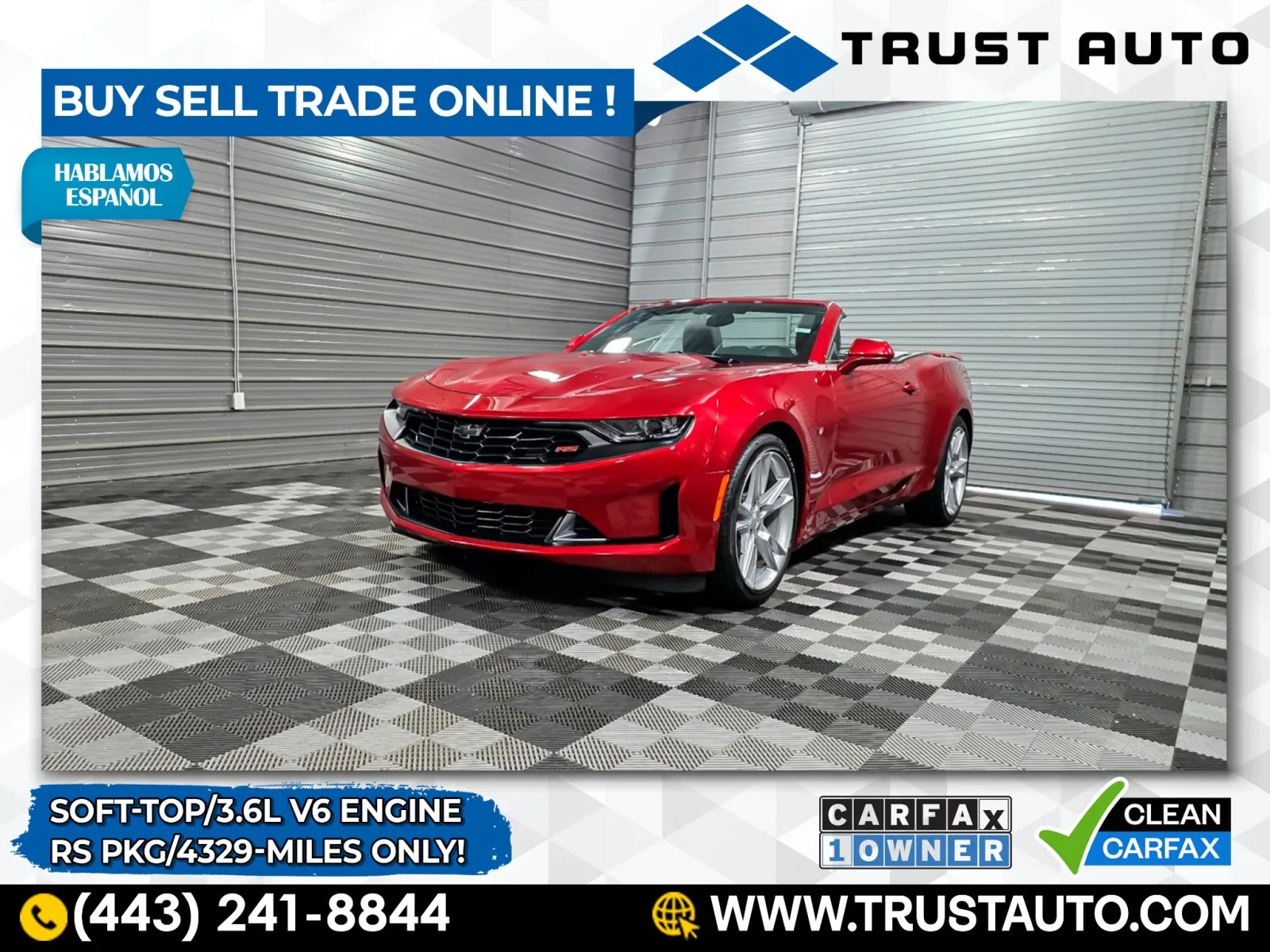 Red 2019 Chevrolet Camaro 2LT Soft-Top Convertible w/RS Pkg for sale in Sykesville, MD