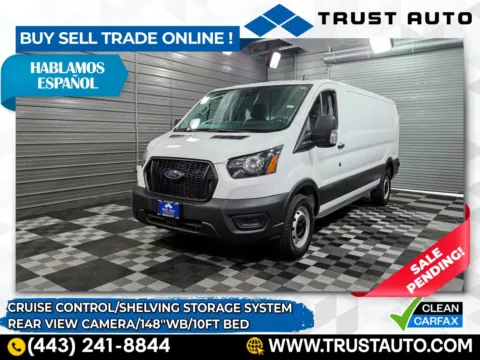 White 2022 Ford Transit T-250 Cargo Low Roof 148''WB 10FT Bed Cargo Minivan/Van w/Shelving Storage S for sale in Sykesville, MD