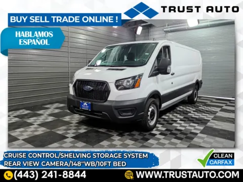 White 2022 Ford Transit T-250 Cargo Low Roof 148''WB 10FT Bed Cargo Minivan/Van w/Shelving Storage System for sale in Sykesville, MD