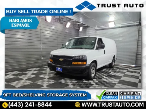 White 2020 Chevrolet Express 2500 Cargo 135''WB Low Roof Minivan/Van w/Shelving Storage System for sale in Sykesville, MD