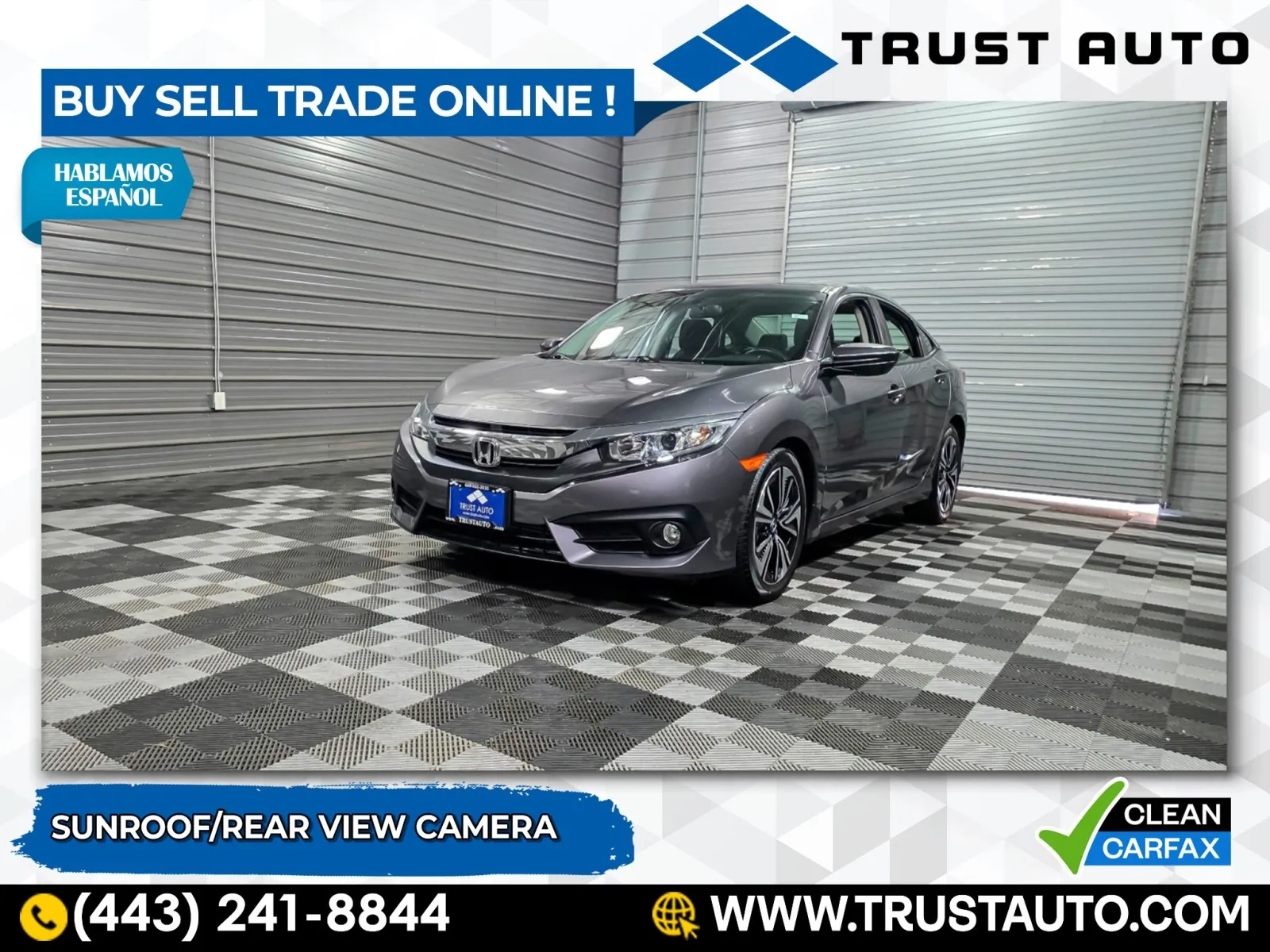 Gray 2018 Honda Civic EX-T 4-Door Sedan for sale in Sykesville, MD