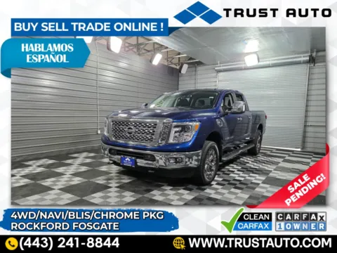 Blue 2018 Nissan Titan XD SL 4WD Crew Cab Pickup Truck for sale in Sykesville, MD