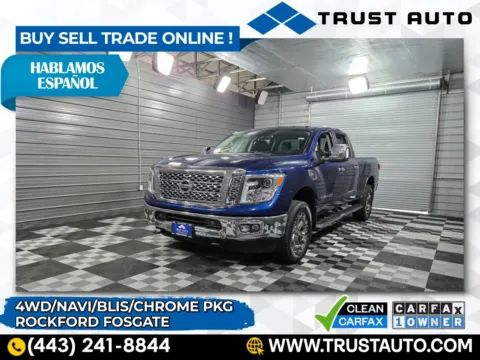 Blue 2018 Nissan Titan XD SL 4WD Crew Cab Pickup Truck for sale in Sykesville, MD