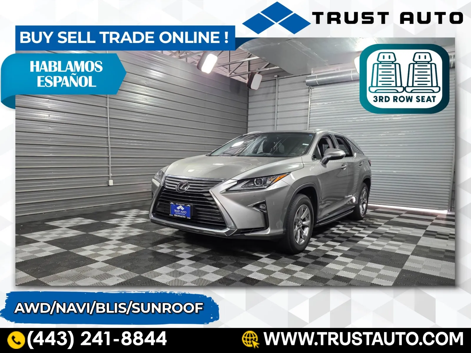 Silver 2018 Lexus RX 350L Premium AWD SUV for sale in Sykesville, MD