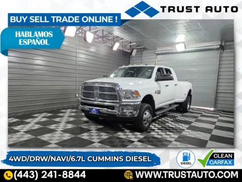 White 2017 Ram 3500 DRW Big Horn 4WD Dually Mega Cab Cummins Diesel Pickup Truck for sale in Sykesville, MD