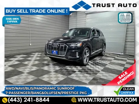 Black 2021 Audi Q7 Prestige 55 TFSI Quattro Prestige AWD 7-Passenger Luxury SUV for sale in Sykesville, MD