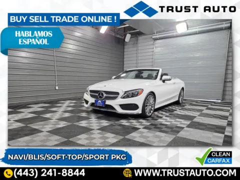 White 2017 Mercedes-Benz C-Class C 300 Soft-Top Convertible w/Sport Pkg for sale in Sykesville, MD