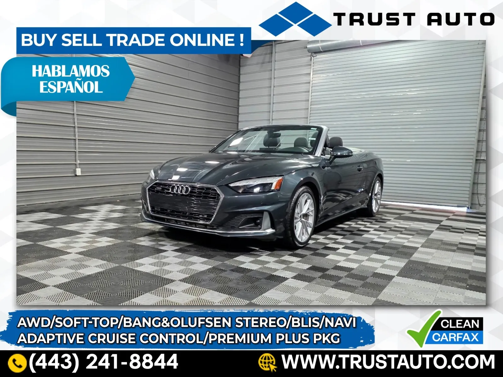 Gray 2021 Audi A5 Cabriolet Premium Plus 45 TFSI Quattro AWD Luxury Soft-Top Convertible for sale in Sykesville, MD