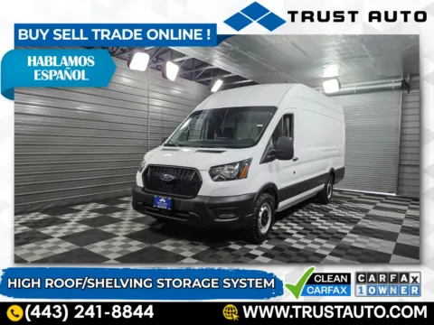 White 2021 Ford Transit T-350 Cargo 148''WB High Roof Minivan/Van for sale in Sykesville, MD