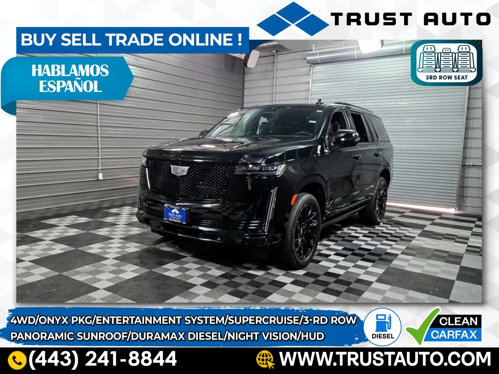 2023 Cadillac Escalade Sport Platinum 4WD 7-Passenger Duramax Diesel Luxury SUV w/Onyx Pkg