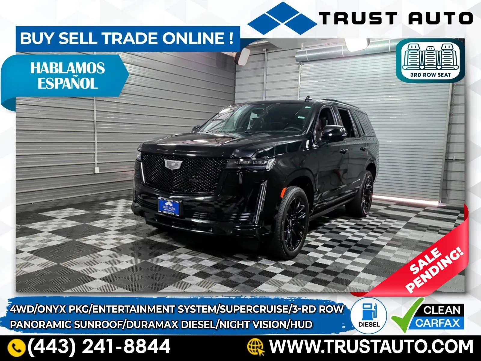 2023 Cadillac Escalade Sport Platinum 4WD 7-Passenger Duramax Diesel Luxury SUV w/Onyx for sale in Sykesville, MD