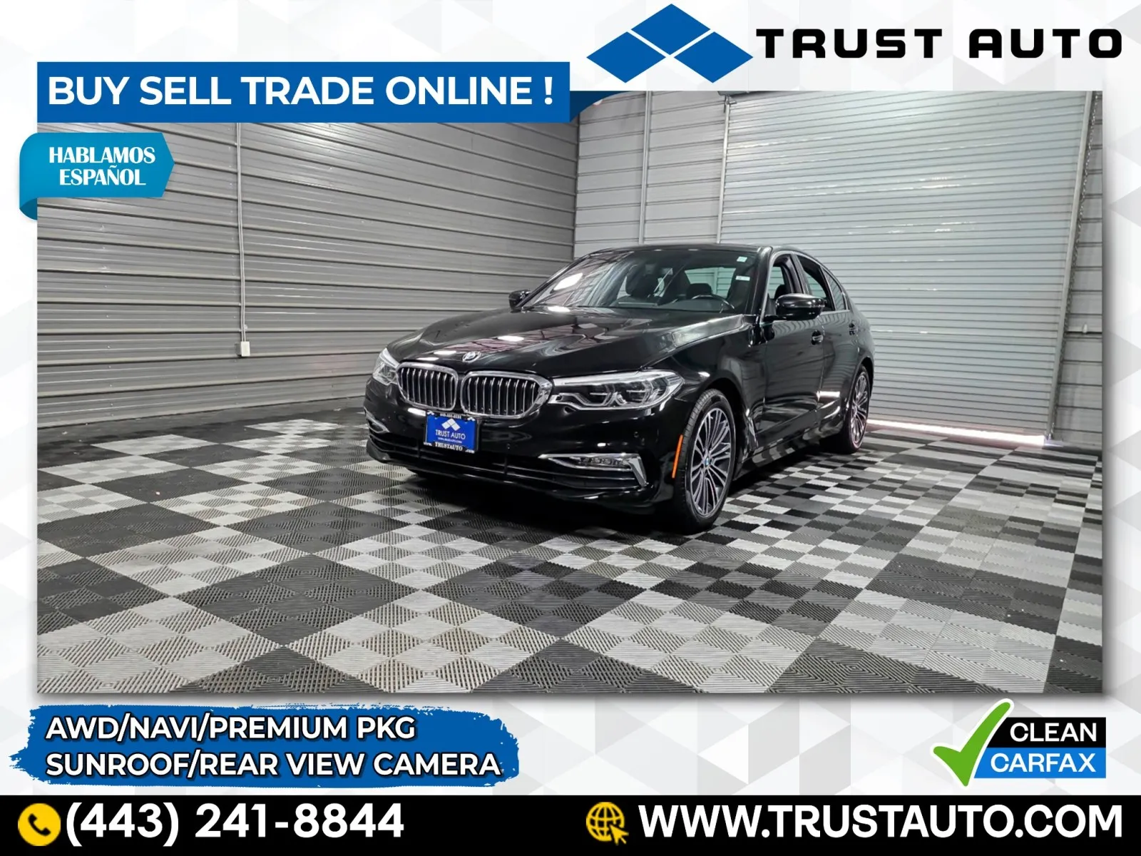 Black 2018 BMW 5 Series 530i xDrive AWD Luxury Sedan w/Premium Pkg for sale in Sykesville, MD