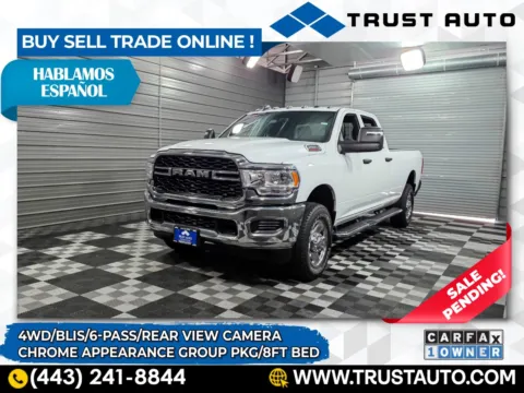 White 2024 Ram 2500 Tradesman 4WD Crew Cab 8FT Long Bed 6-Pass Pickup Truck w/Chrome for sale in Sykesville, MD